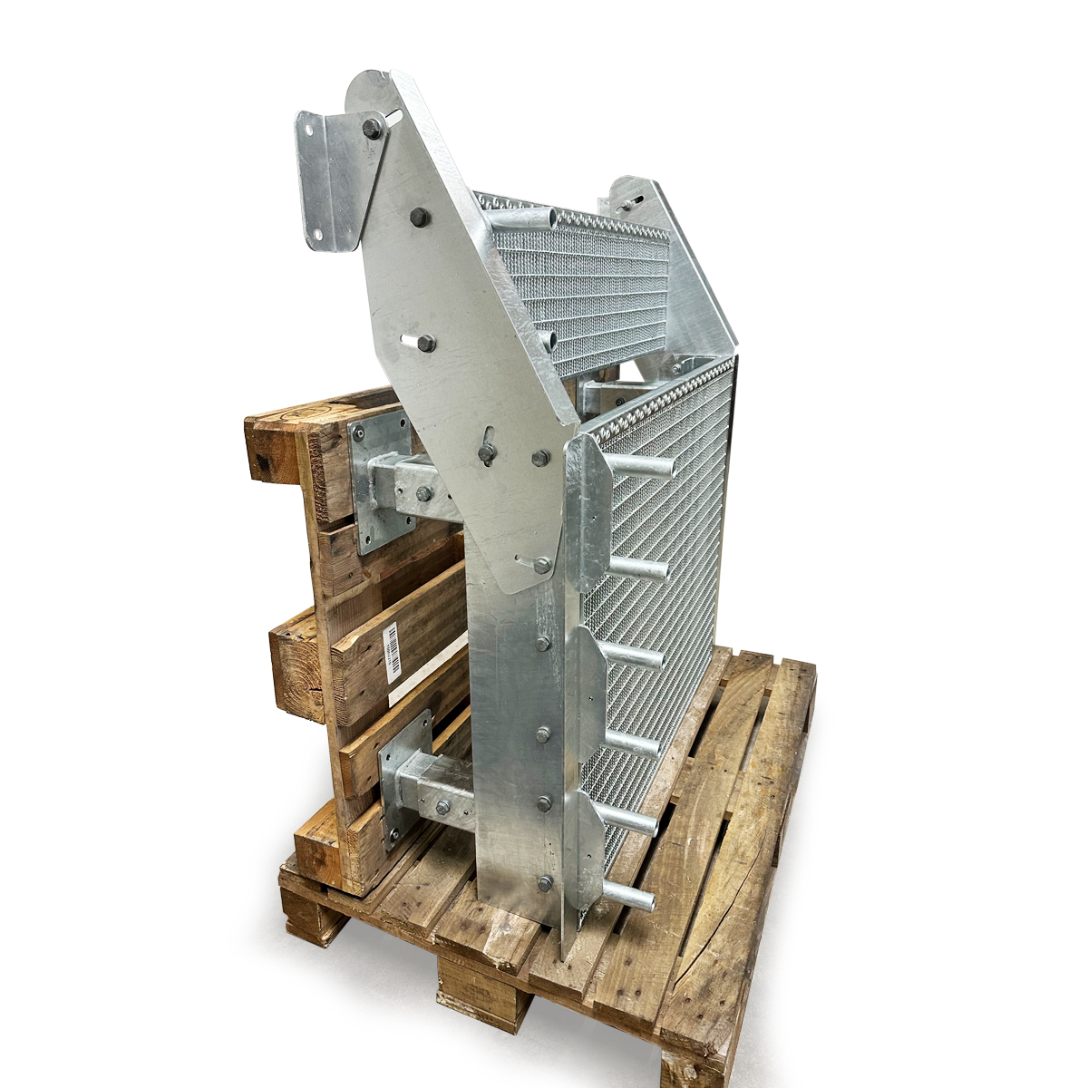 Podest mit Treppe vormontiert geliefert, fertig zum Aufstellen