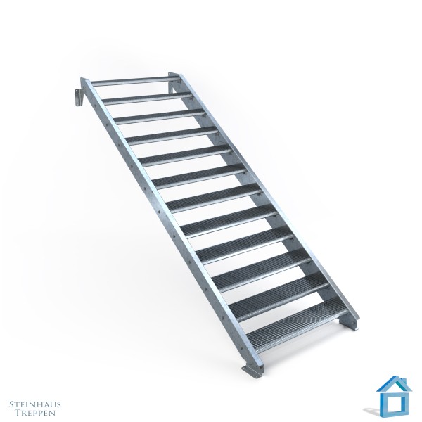 Stahltreppe 12 Stufen 150 cm Breite