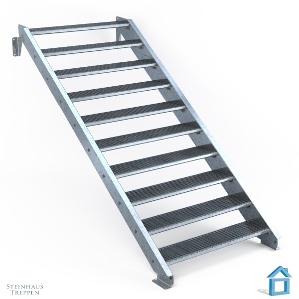 Stahltreppe 10 Stufen 150 cm Breite