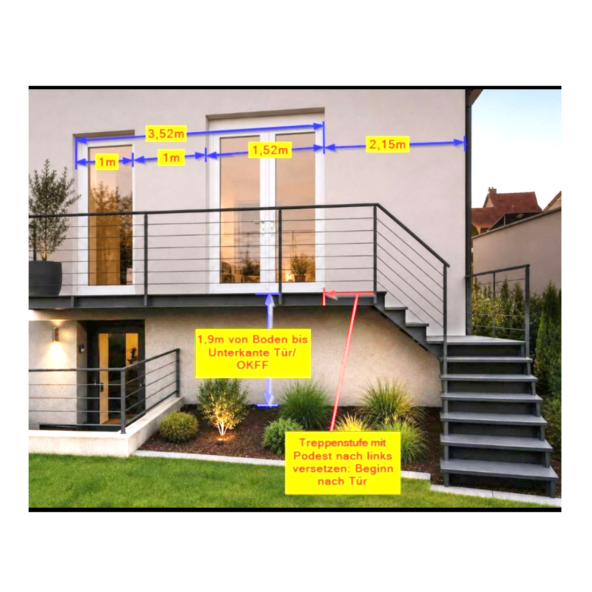 Planung Laufsteg Balkon mit Zugang zu Garten