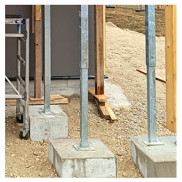 Bodenstützen auf Fundament lagern
