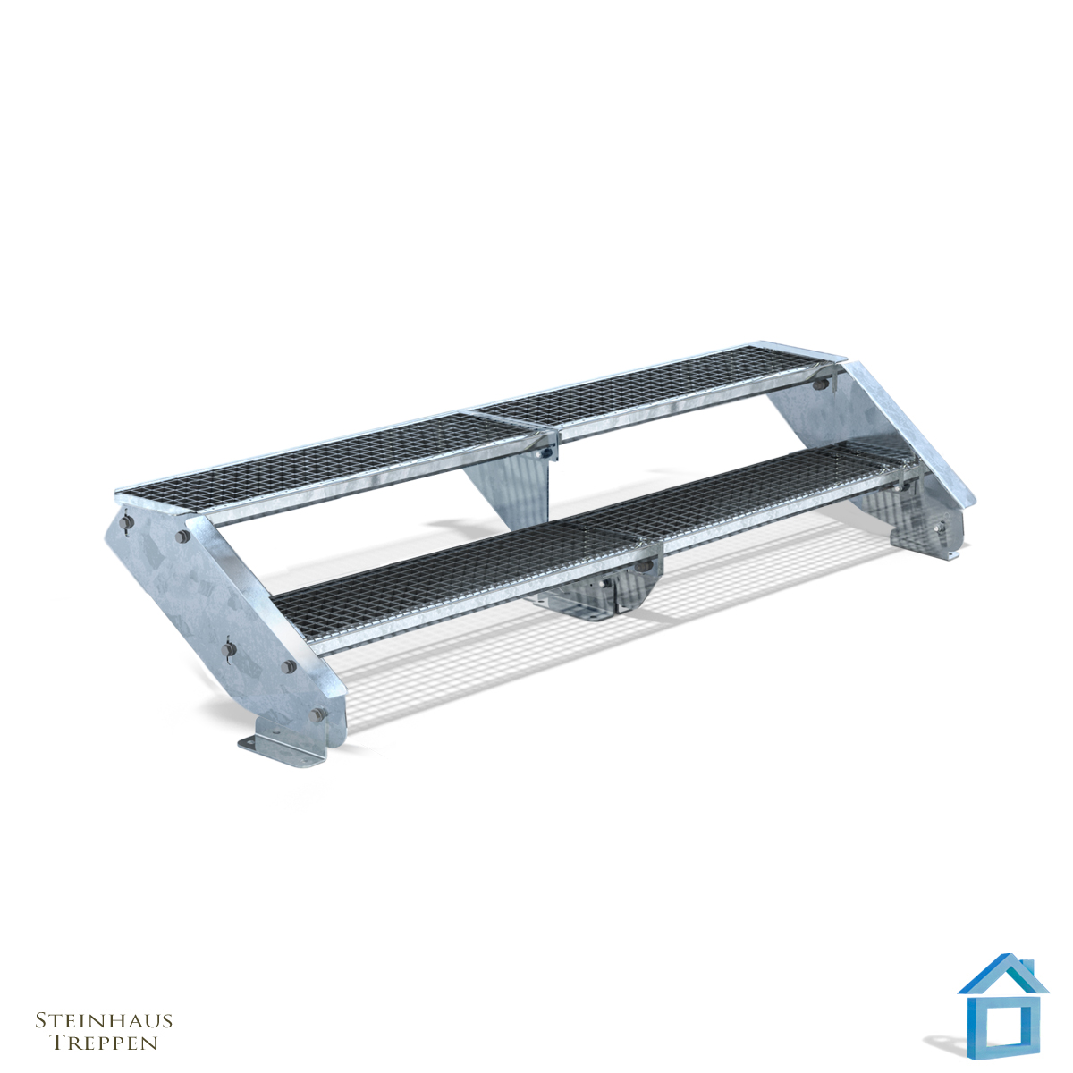 Stahltreppe Bausatz mit 2 Stufen bis 240 cm