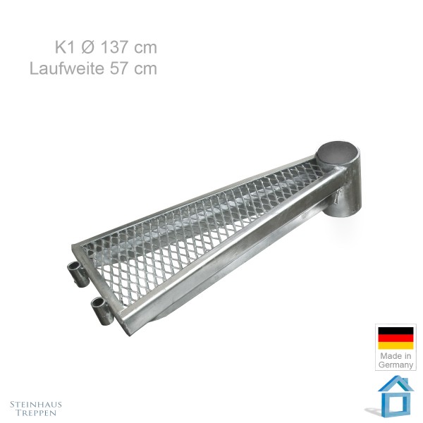 Zusatzstufe 57 cm, Wendeltreppe K1 Ø 137 cm