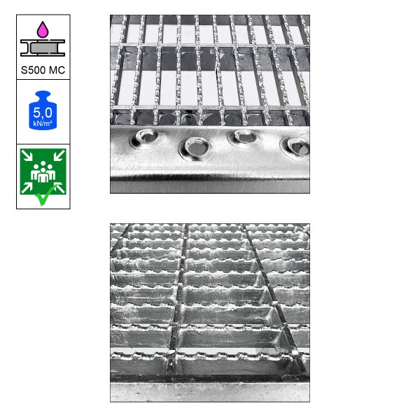 Gitterrost Stahlstufe 100 / 120 cm ST500 kg