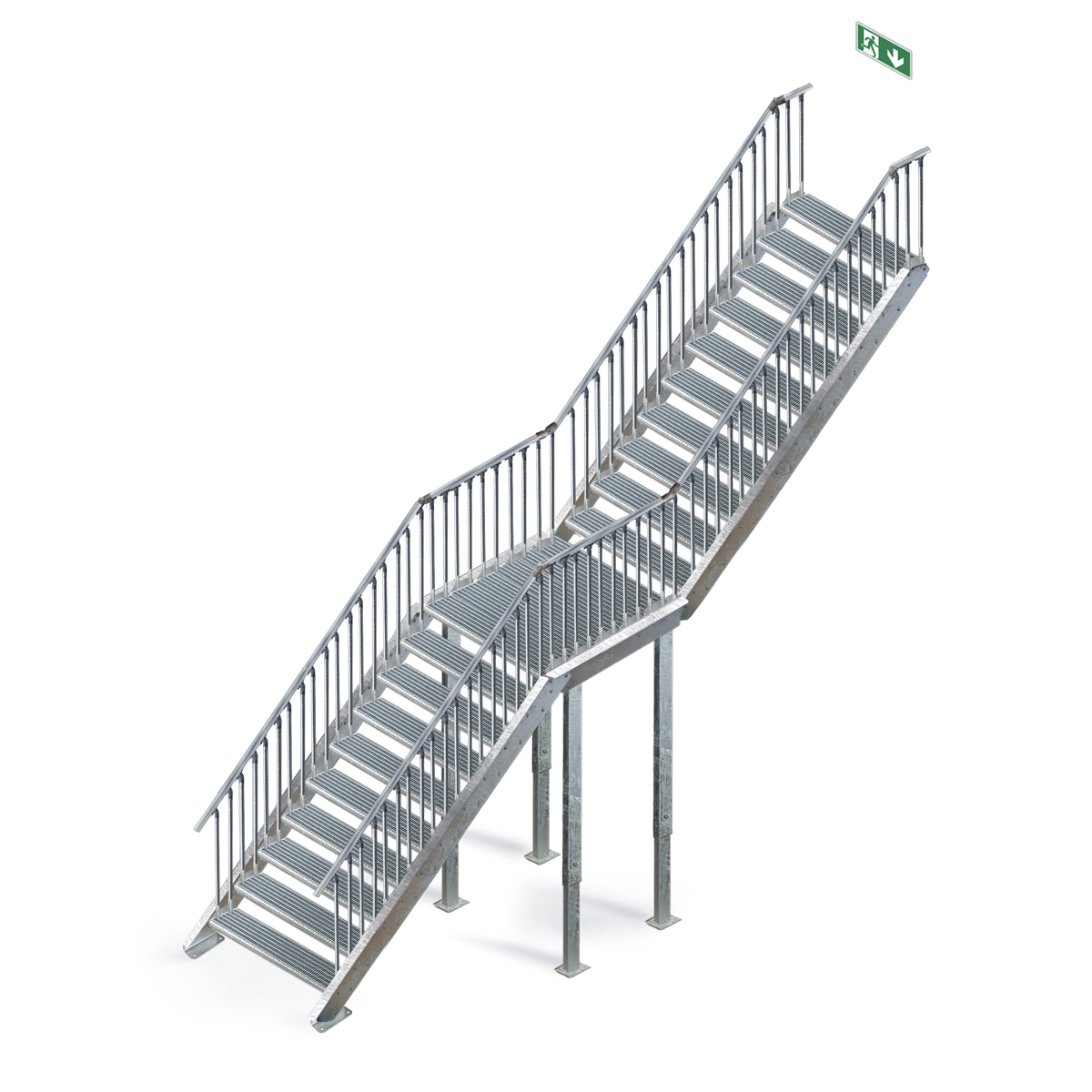 OPTIGO Modultreppe mit Zwischenpodest Normbreite 120 cm