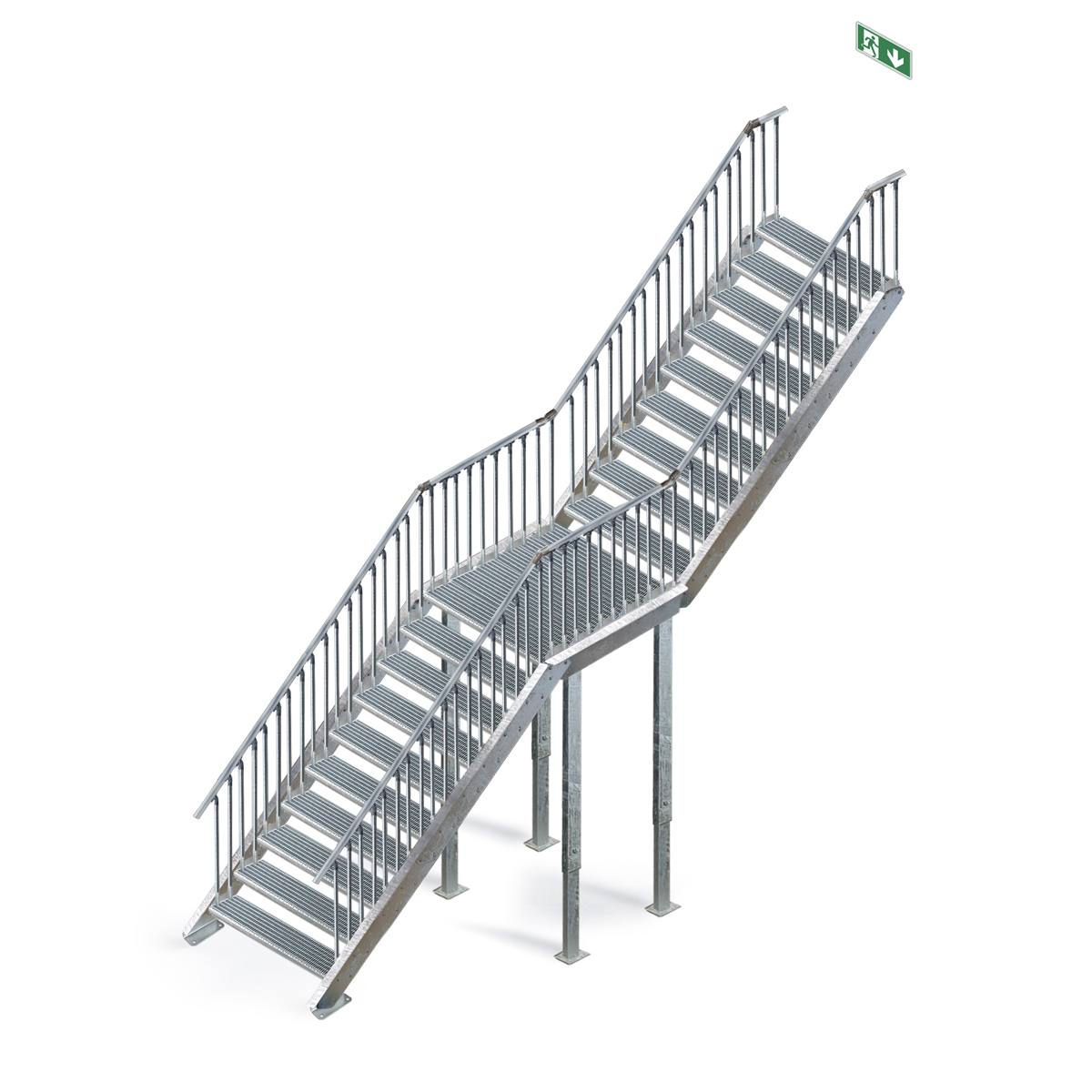OPTIGO Modultreppe mit Zwischenpodest Normbreite 120 cm