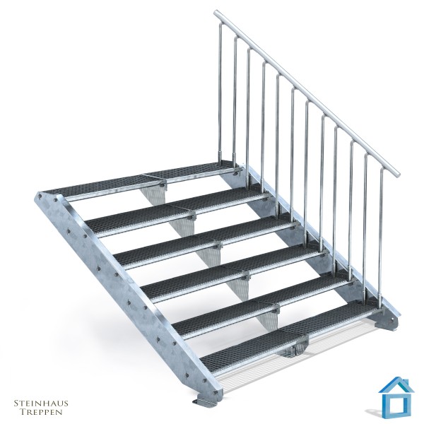 Stahltreppe 6 Stufen 200 - 240 cm Breite