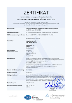 Zertifika Produktionskontrolle EN 1090-2