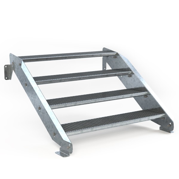 Stahltreppe 4 Stufen, 150 cm Stufenweite, ohne Geländer