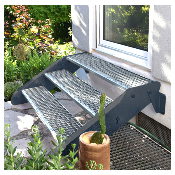 Stahltreppe mit Pulverbeschichtung RAL7016