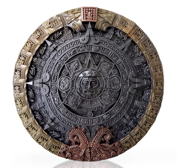 Maya Kalender Steinplatte &quot;Mystischer Glanz&quot; in Metallic-Farben