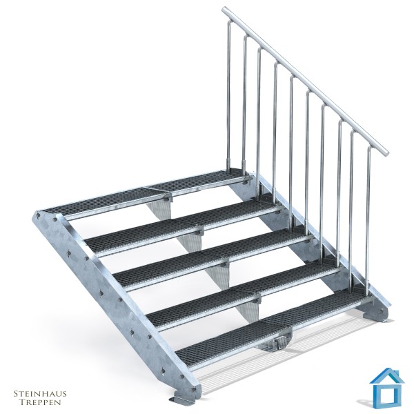 Stahltreppe 5 Stufen 200 - 240 cm Breite