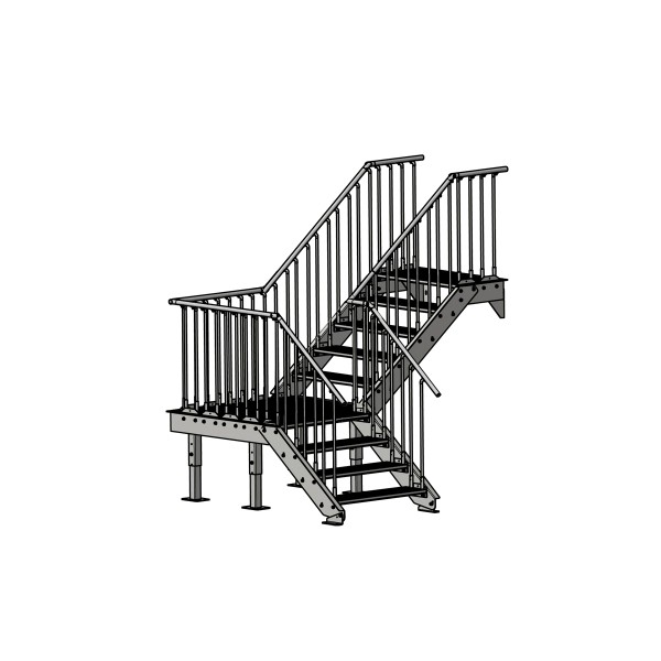 Stahltreppe gewendelt 120 cm Breite - Bausatz mit Eckpodest