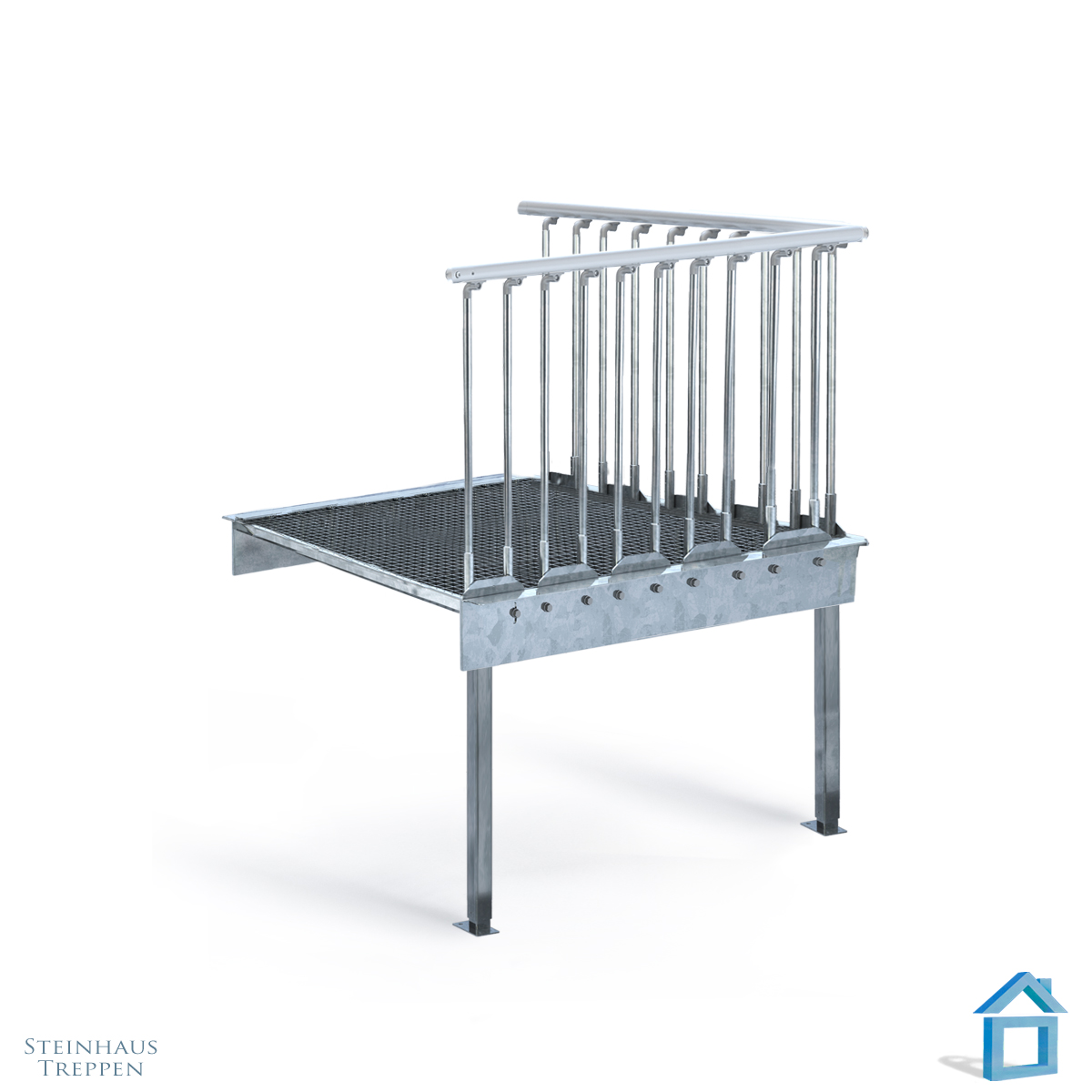 Stahltreppen mit Podest fertige Lösungen am Haus | Steinhaus Treppen