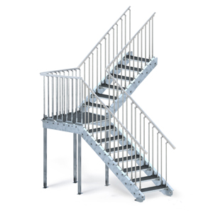 Modulare Systemtreppe aus Stahl mit DIN Stufen