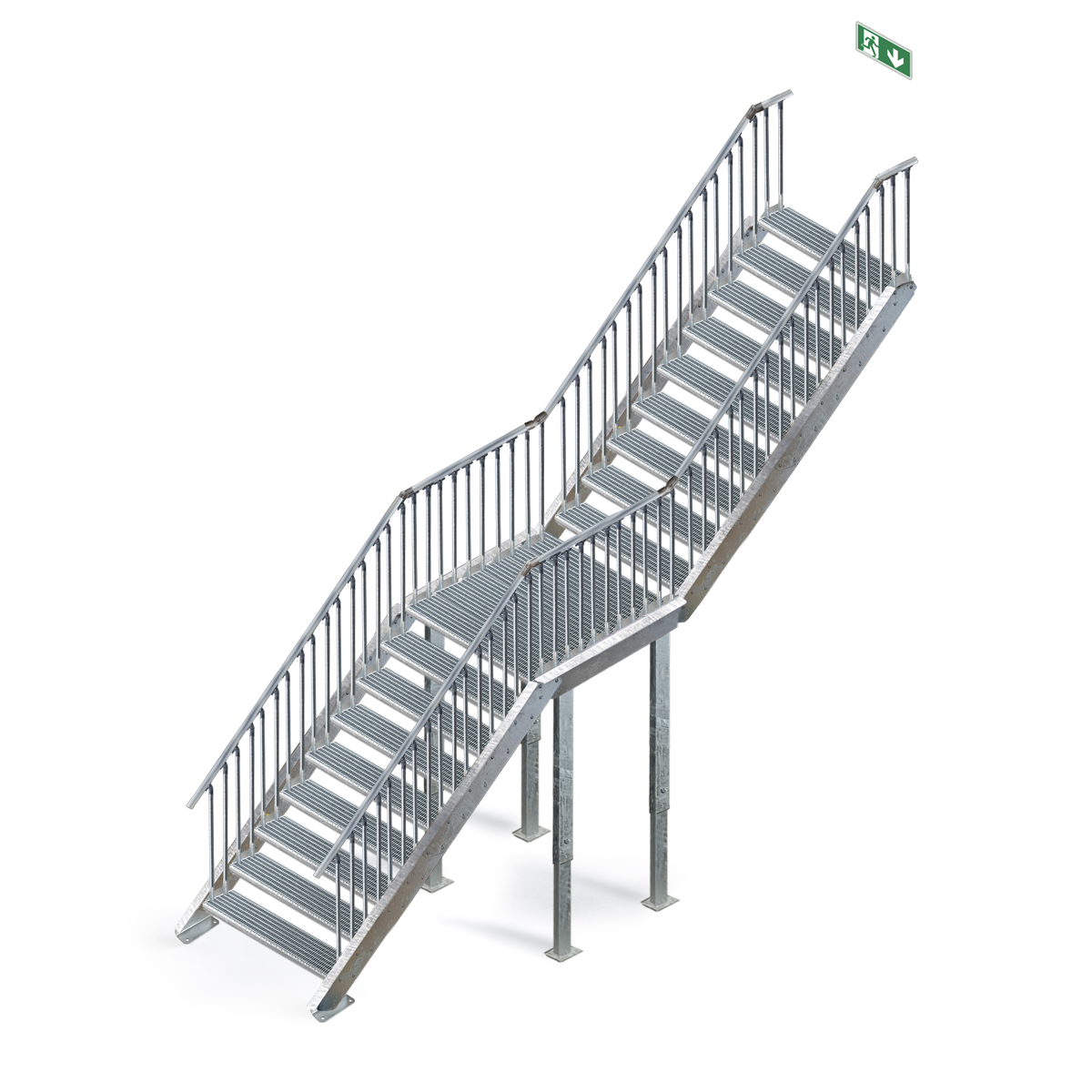 OPTIGO Modultreppe mit Zwischenpodest Normbreite 120 cm