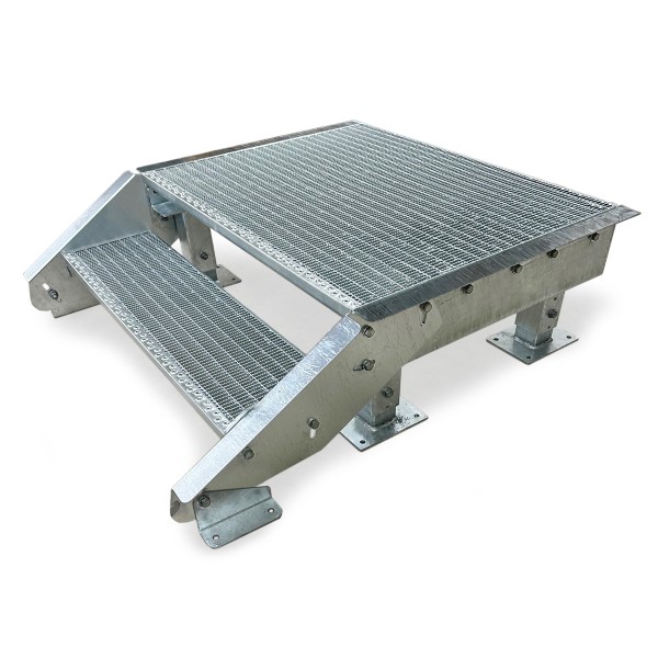 Treppenpodest Stahl verzinkt, freistehend für Arbeitshöhe bis 40 cm = 2 Stufen