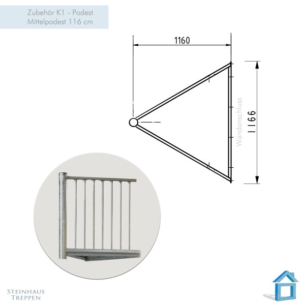 Podest Dreieck - Wendeltreppe K1