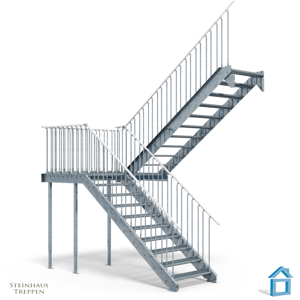 Stahltreppe 7 Stufen-Breite 100cm Garten & Heimwerken Baumarkt Innenausbau Treppen 