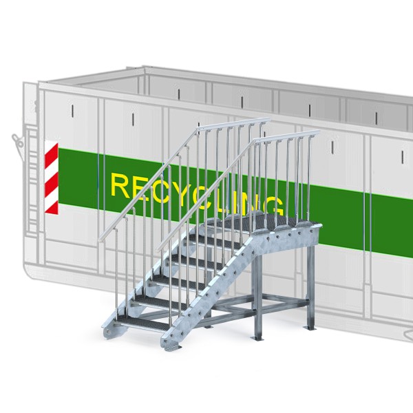 Standtreppe am Container Stahltreppe mit Podest mit Geländersicherung
